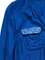 Vorschaubild 2 von Damen Bluse Langarm Pailletten Blau Gr. 36/S Freizeit