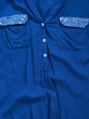 Vorschaubild 3 von Damen Bluse Langarm Pailletten Blau Gr. 36/S Freizeit