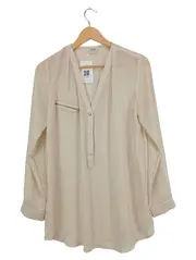Vorschaubild 1 von Damen Bluse Gr. 34/XS Beige Langarm Modern