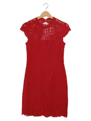 Vorschaubild 1 von Spitzenkleid Damen Gr. 34 Rot Elegant Festlich Minikleid