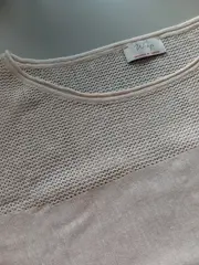 Vorschaubild 2 von Wrap Damen Strick-Shirt Gr. 40 L Leinen Beige Casual Lochmuster