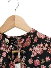 Vorschaubild 2 von Damen Bluse Blumenmuster Langarm Rüschen Schleife Mehrfarbig XS