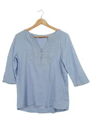 Vorschaubild 1 von Damen Bluse Blau Gr. 38 3/4-Arm Stickerei Casual