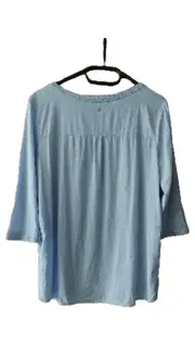 Vorschaubild 3 von Damen Bluse Blau Gr. 38 3/4-Arm Stickerei Casual