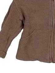 Vorschaubild 5 von Kinder Strickjacke Gr. 86 Braun Baumwolle mit Kapuze Reißverschluss