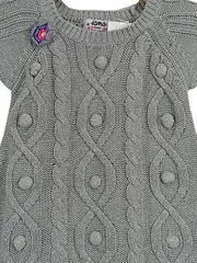 Vorschaubild 2 von iana Baby Strickkleid Mädchen Gr. 86 Grau Zopfmuster Blume