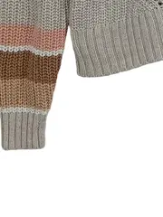 Vorschaubild 4 von Damen Strickpullover V-Ausschnitt Beige Gestreift Gr. 34/XS