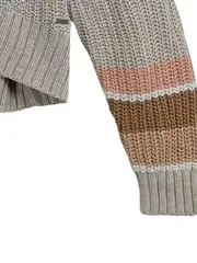 Vorschaubild 5 von Damen Strickpullover V-Ausschnitt Beige Gestreift Gr. 34/XS