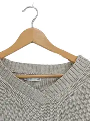 Vorschaubild 2 von Damen Strickpullover V-Ausschnitt Beige Gestreift Gr. 34/XS