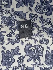 Vorschaubild 3 von Damen Bluse Gr. 36/S Blau Blumenmuster Kurzarm Klassisch