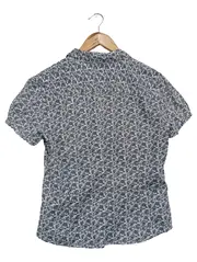 Vorschaubild 2 von Damen Bluse Gr. 36/S Blau Blumenmuster Kurzarm Klassisch