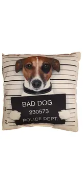 Vorschaubild 1 von Dekokissen Bad Dog Hund Mugshot 25x25 cm Polyester OEKO-TEX Kissen