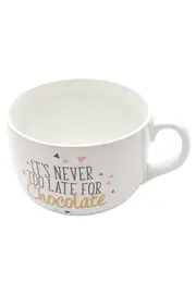 Vorschaubild 1 von Kaffeebecher Weiß Keramik Modern Spruch IT'S NEVER TOO LATE FOR CHOCOLATE