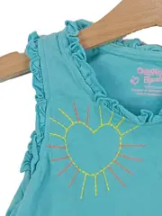 Vorschaubild 3 von Mädchen Top Gr. 110 türkis Blumen Schmetterlinge Rüschen