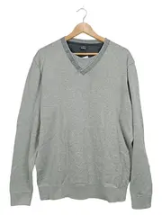 Vorschaubild 1 von Herren Pullover V-Ausschnitt Grau Meliert Baumwolle Gr. XXL