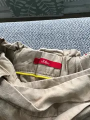 Vorschaubild 2 von Damen Stoffhose Gr. 32 Beige Wide Leg Bindegürtel Lyocell