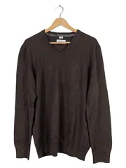 Vorschaubild 1 von Herren Pullover V-Ausschnitt Braun Baumwolle Gr. L