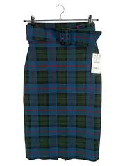 Vorschaubild 1 von Woman Bleistiftrock Kariert Tartan Gürtel Gr. S/36 Grün Blau