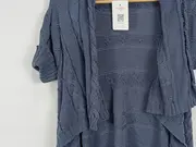 Vorschaubild 4 von Damen Strickjacke Blau Gr. 38/M Casual Cardigan Kurzarm
