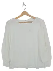 Vorschaubild 1 von Damen Bluse Gr. 36/S Weiß Spitzenärmel Elegant Langarm