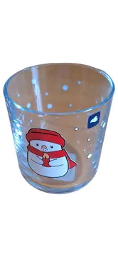 Vorschaubild 1 von Windlicht Glas Weihnachten Schneemann Tiermotiv Punkte 9cm Transparent