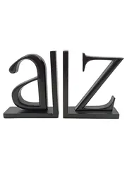 Vorschaubild 1 von Buchstützen ABC Buchstaben Schwarz Metall Holz Modern Regal Deko 2er