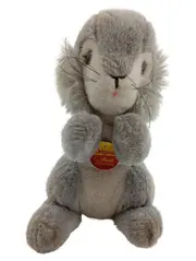 Vorschaubild 1 von Original Plüschtier Hase grau Knopf im Ohr sitzend 24cm