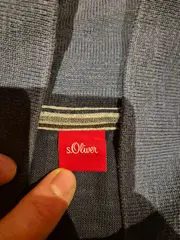 Vorschaubild 2 von Herren Pullover Schalkragen Blau Gr. L Baumwolle Casual