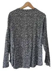 Vorschaubild 2 von Damen Hemdbluse Schwarz Weiß Muster Gr. XL Langarm Viskose