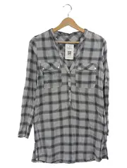 Vorschaubild 1 von BASIC Damen Bluse Kariert Grau Langarm Gr. S Casual