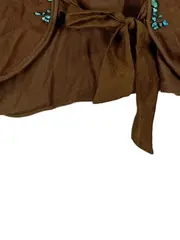 Vorschaubild 3 von Damen Bolero Strickjacke Gr. 42/XL Braun mit Perlenbesatz