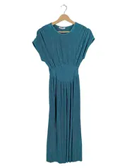 Vorschaubild 1 von Plissiertes Maxikleid Damen Petrol Gr. S/36 Elegant Sommer