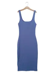 Vorschaubild 1 von Damen Strickkleid Gr. 36/S Lila Basic Rippstrick Midikleid