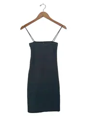 Vorschaubild 1 von Damen Strickkleid Trägerkleid M Schwarz Rippstrick Basic Freizeit