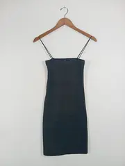 Vorschaubild 2 von Damen Strickkleid Trägerkleid M Schwarz Rippstrick Basic Freizeit