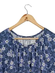 Vorschaubild 3 von Damen Freizeitkleid Blumenmuster Blau Gr. XL Modal