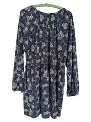 Vorschaubild 2 von Damen Freizeitkleid Blumenmuster Blau Gr. XL Modal