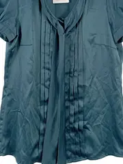 Vorschaubild 3 von Damen Bluse Gr. 32/XXS Petrol Schleife Elegant Kurzarm