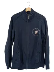 Vorschaubild 1 von Herren Strickjacke Gr. L Blau Baumwolle Reißverschluss Casual