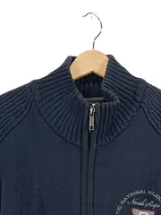 Vorschaubild 4 von Herren Strickjacke Gr. L Blau Baumwolle Reißverschluss Casual