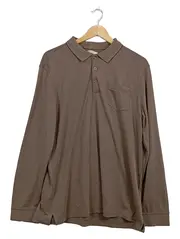 Vorschaubild 1 von Herren Polo Shirt Langarm Braun Gr. L Baumwolle Klassisch