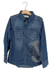 Vorschaubild 1 von Kinder Jeanshemd Gr. 116 Blau mit Logo Applikation