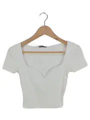 Vorschaubild 1 von Damen Rippstrick Top V-Ausschnitt Weiß Gr. 36/S