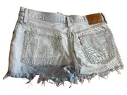 Vorschaubild 2 von 501 Jeans Shorts Damen Gr. 38 Hellblau Fransen Cut-Off