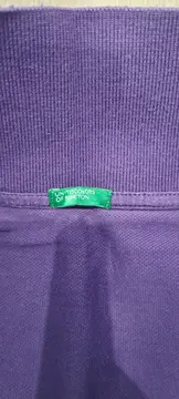 Vorschaubild 2 von BENETTON Damen Poloshirt Lila Gr. 36/S Baumwolle Casual Shirt