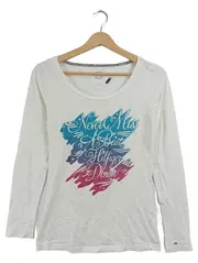 Vorschaubild 1 von Denim Langarmshirt Damen Gr. S Weiß Casual Print