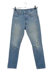 Vorschaubild 1 von 501 Jeans Damen W27 L28 Straight Leg Hellblau Destroyed