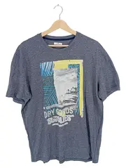 Vorschaubild 1 von Herren T-Shirt Grafik Print Blau Gr. 54/XXL Kurzarm Freizeit