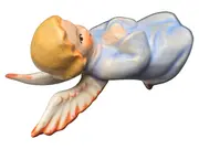 Vorschaubild 1 von Porzellan Engel Figur Blau 6cm Nostalgisch Weihnachten Dekoration