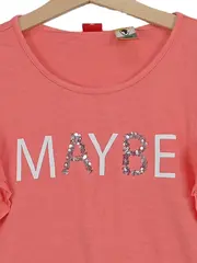 Vorschaubild 2 von Mädchen T-Shirt Gr. 152 Rosa Casual Pailletten-Aufdruck MAYBE